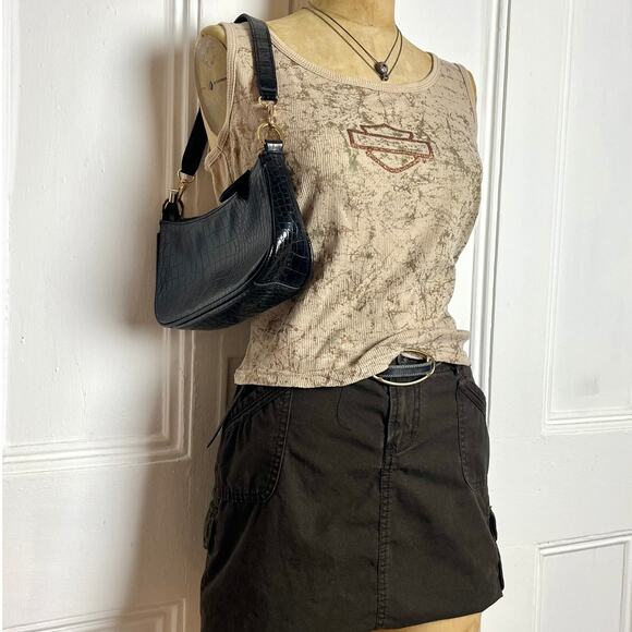 Vintage Harley Davidson NYC 2005 beige tank with text on back and shimmer size m - Picture 1 of 6